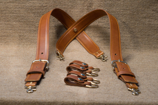 Leather Work Suspenders with Belt Loops