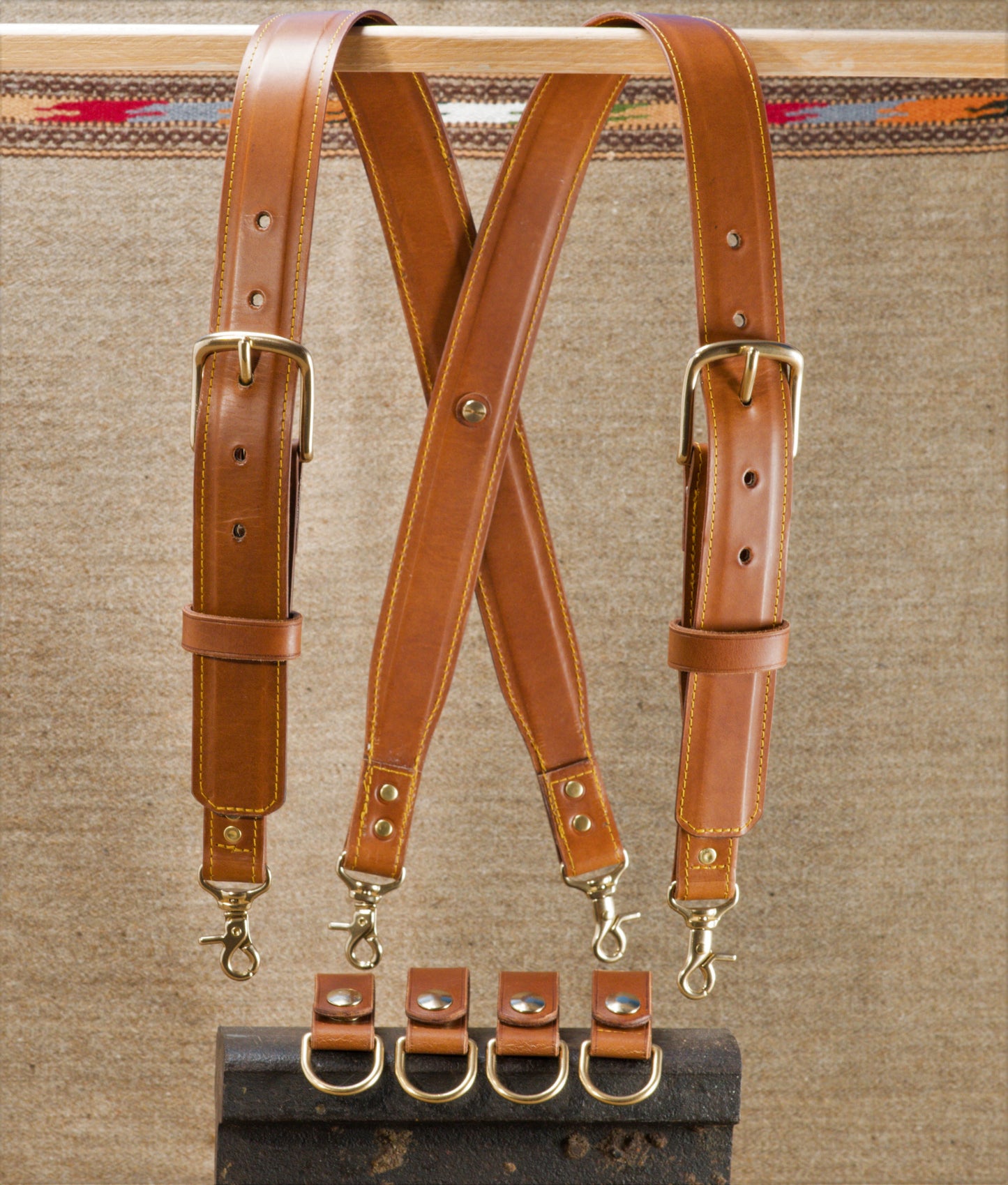 Leather Work Suspenders with Belt Loops