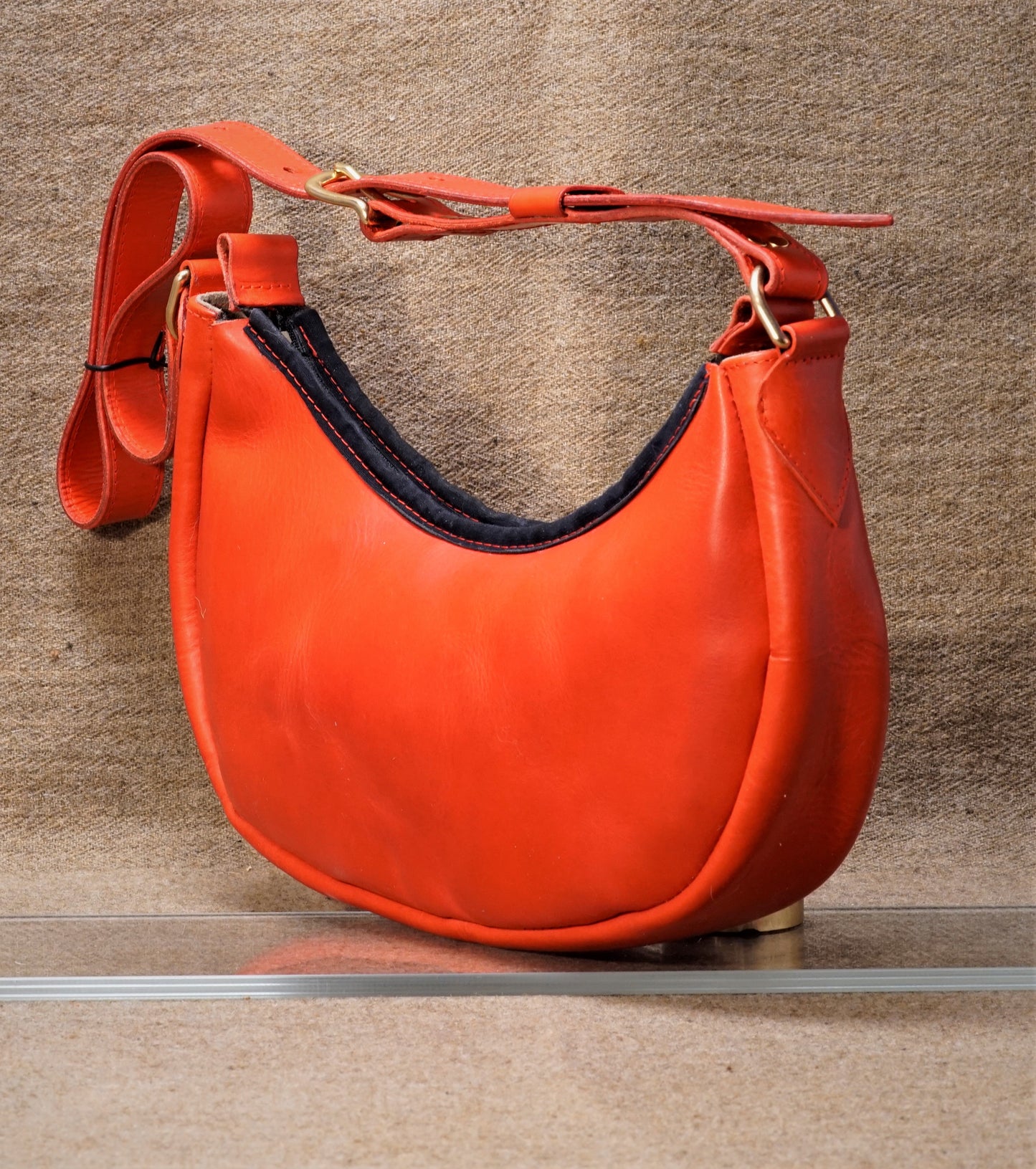 12" Crescent Purse in Monotone Red